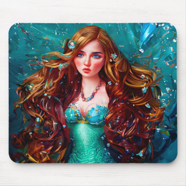 Mermaid Sea Goddess Nymph Siren Underwater Art Mouse Mat (Front)