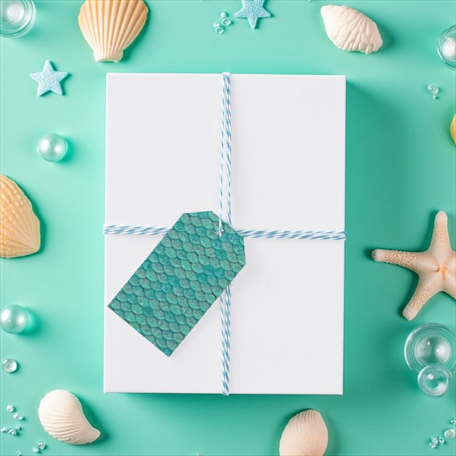 Mermaid Sea Green Scales Gift Tags (Mermaid scales sea foam green gift tag)