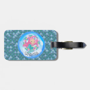 Mermaid Sea Green Scales Luggage Tag