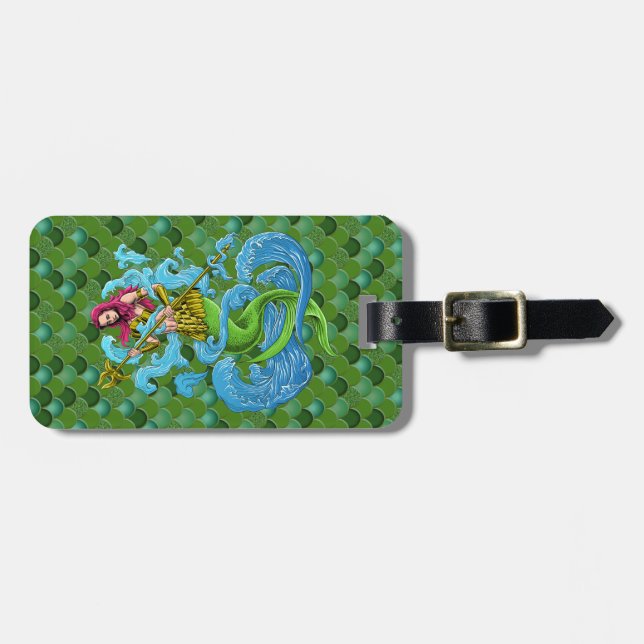 Mermaid Sea Green Scales Luggage Tag (Front Horizontal)