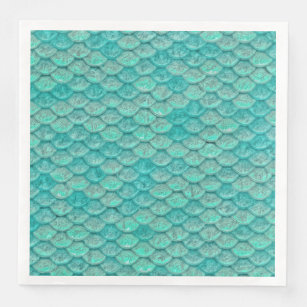 Mermaid Sea Green Scales Paper Napkin