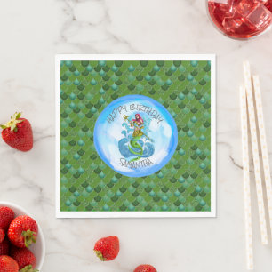 Mermaid Sea Green Warrior Napkins