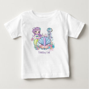 Mermaid Sea Life   Birthday Party with Custom Age Baby T-Shirt