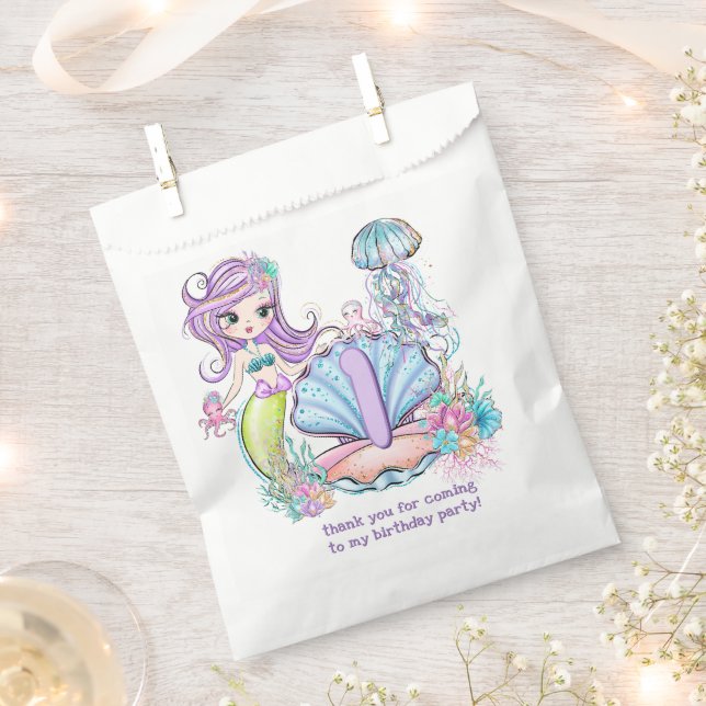 Mermaid Sea Life | Birthday Party with Custom Age Favour Bags (Clipped)