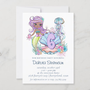 Mermaid Sea Life Birthday Party with Custom Age Invitation