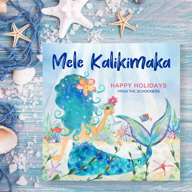 Mermaid Sea | Mele Kalikimaka Coral Reef  Holiday Card (Creator Uploaded)