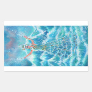 Mermaid sea nymph art by Renee Lavoie Rectangular Sticker