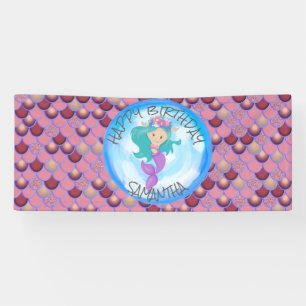 Mermaid Sea Purple Pink Scales Banner