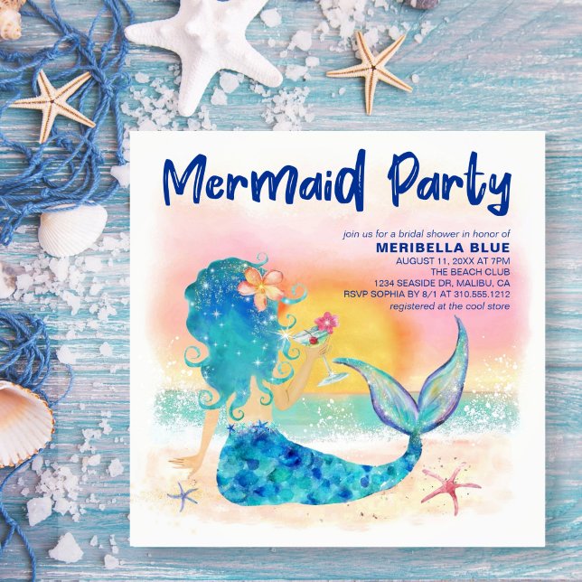 Mermaid Sea | Tropical Beach Bridal Shower Invitation (Creator Uploaded)