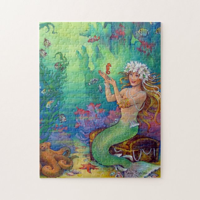 Mermaid, Seahorse, and Octopus Jigsaw Puzzle (Vertical)