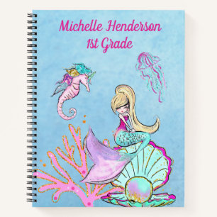 Mermaid Seahorse & Jellyfish Notebook