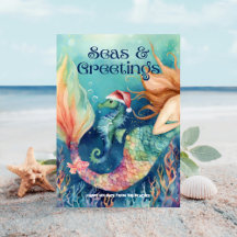Mermaid & Seahorse Santa Beach Christmas