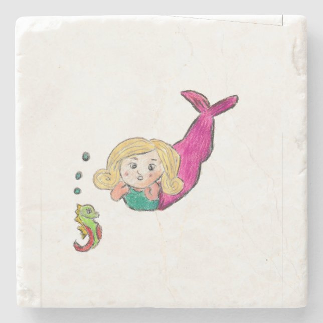 Mermaid Seahorse  Stone Coaster (Front)