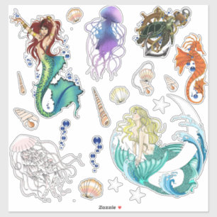 Mermaid Seahorse Turtle Jellyfish Bubbles