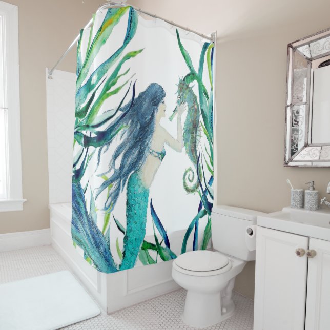 Mermaid Seahorse Under the Sea Shower Curtain (In Situ)