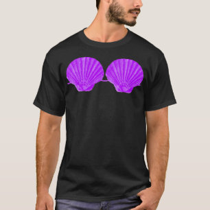 Mermaid Seashell Bra Purple Funny Brassiere Summer T-Shirt