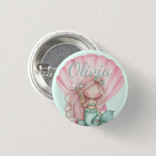 Mermaid Seashell Lovers Name 3 Cm Round Badge