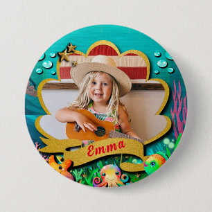 Mermaid, Seashell, Sea Animals Friends, Coral Reef 7.5 Cm Round Badge