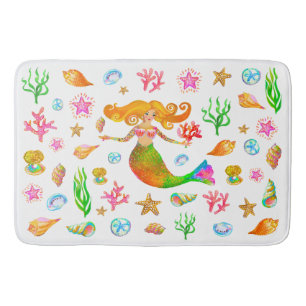 Mermaid & Seashells Beach Vibe Bath Mat