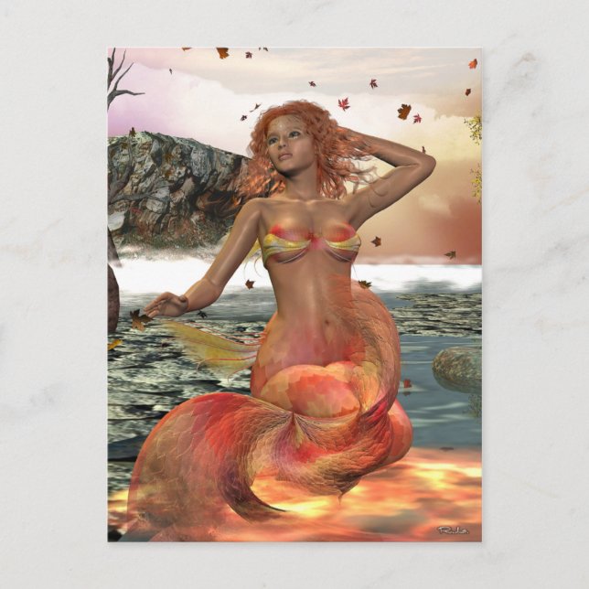 Mermaid Seasonal Series LUCY Autumn Postcard (Front)