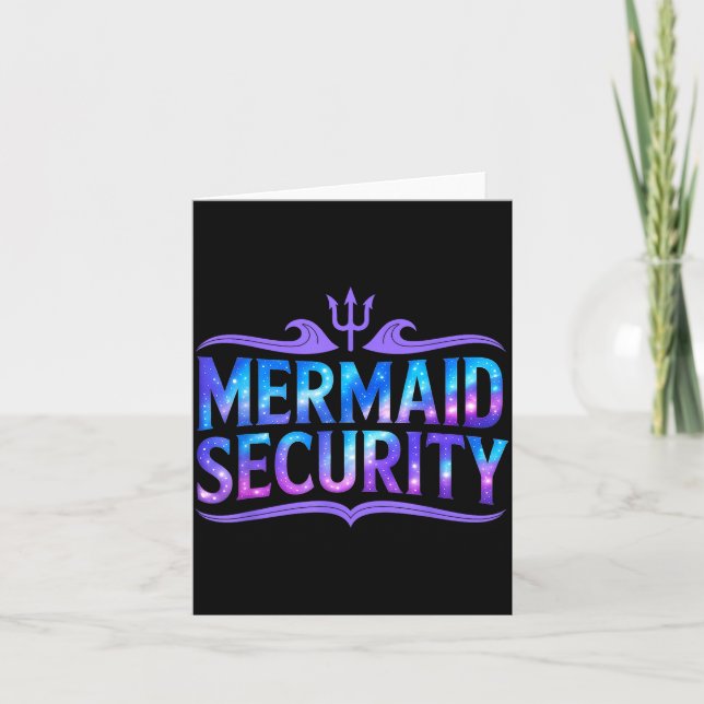 Mermaid Security Funny Dad Father Daughter Birthda Card (Front)