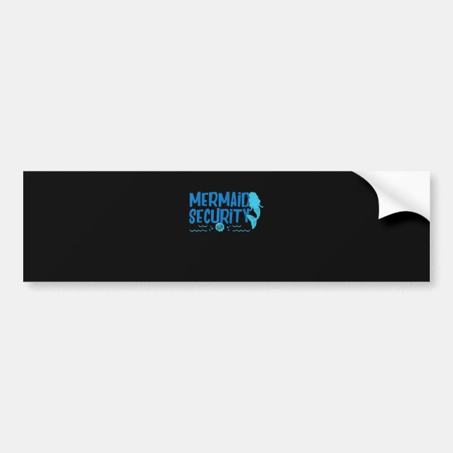 Mermaid Security - Funny Swimming Gift Bumper Sticker (Front)