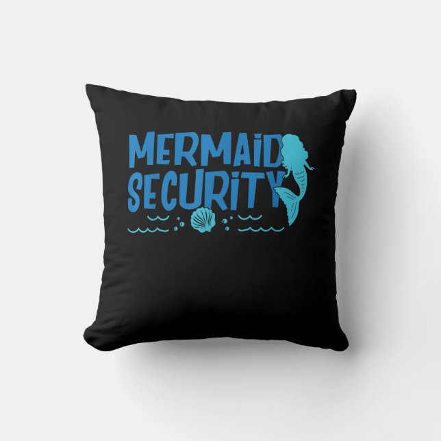 Mermaid Security - Funny Swimming Gift Cushion (Front)