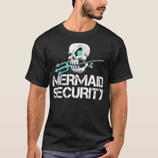 Mermaid Security  Men Pirate Skull Swim Team Swimm T-Shirt (Front)