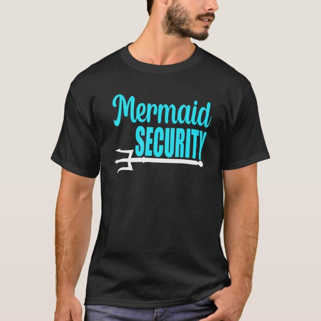 Mermaid Security Mens Boys Swimmer Dad Merdad Trid T-Shirt (Front)
