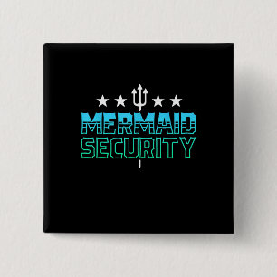 Mermaid Security  Swim Team Gift Swimmer Swimming 15 Cm Square Badge