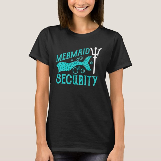 Mermaid Security Tees Mens Boys Swimmer Dad Merdad (Front)