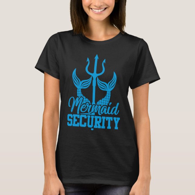 Mermaid security trident  pool party for men T-Shirt (Front)