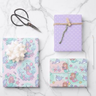 Mermaid Selection Lavender Wrapping Paper Sheet