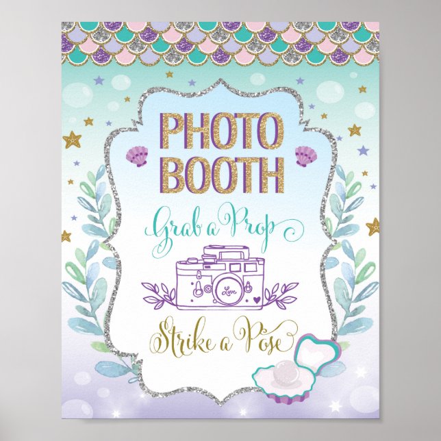 Mermaid Selfie Station Photo Booth Prop Decor Sign (Front)