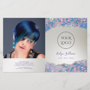Mermaid sequin faux foil bifold brochure