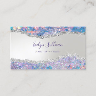 Mermaid sequin faux foil business card