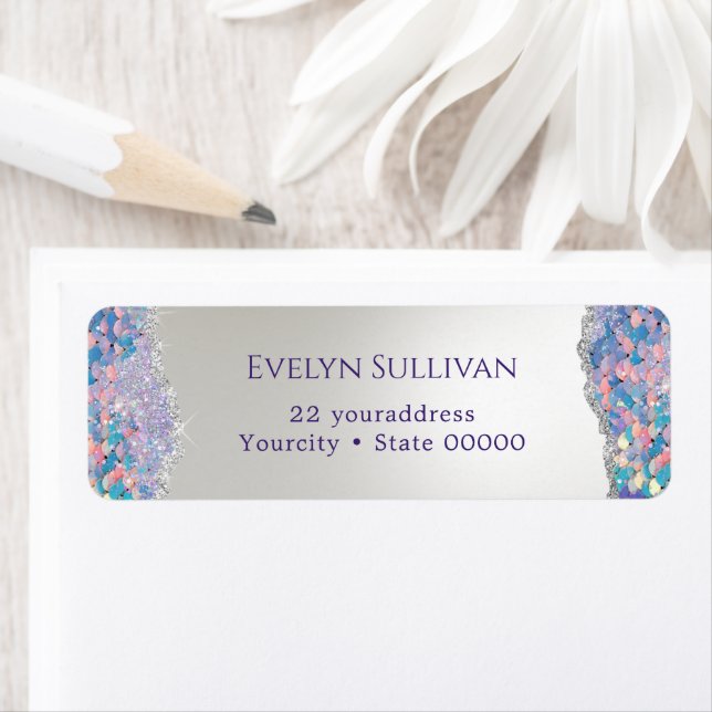 Mermaid Sequin Return Address Label (Insitu)