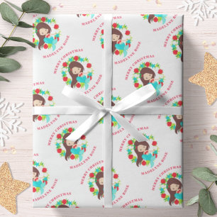 Mermaid Shells Personalised Name Christmas Wrapping Paper