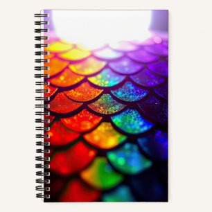 Mermaid Shimmer Iridescent Scales Rainbow Dragon Notebook