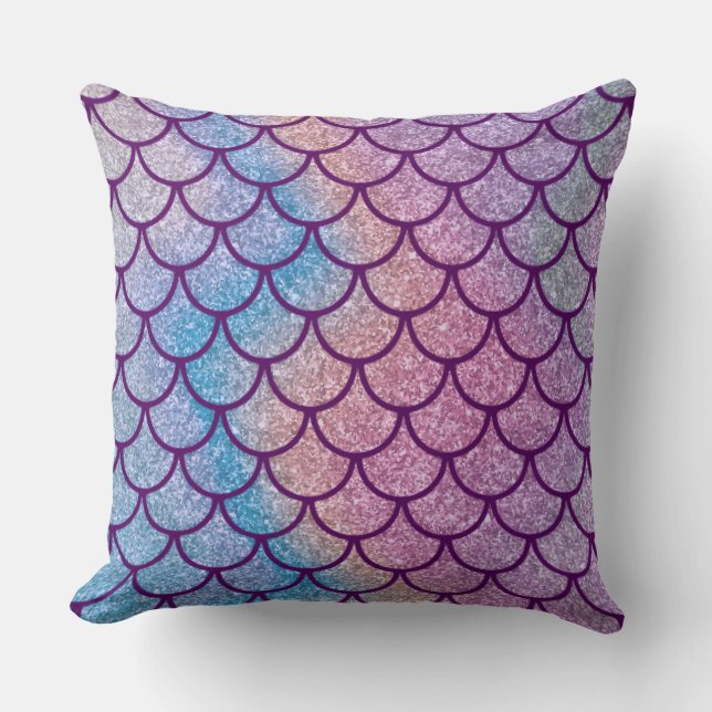 Mermaid Shimmer Scale Throw Pillow (Front)