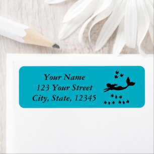 Mermaid Silhouette Blue Return Address Labels