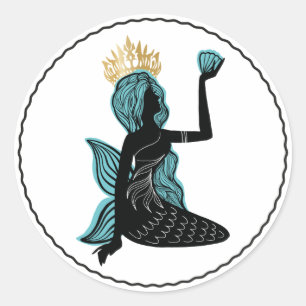 Mermaid silhouette fashion stylish silhouette classic round sticker