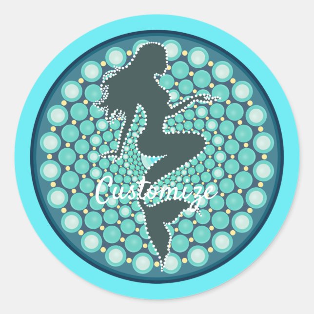Mermaid Silhouette in Bubbles Thunder_Cove Classic Classic Round Sticker (Front)