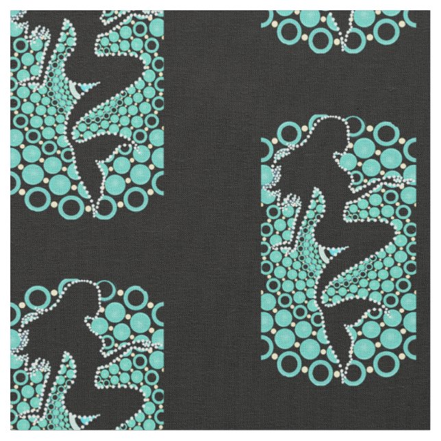 Mermaid Silhouette in Bubbles Thunder_Cove  Fabric (Close Up)