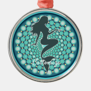 Mermaid Silhouette in Bubbles Thunder_Cove Metal O Tree Decoration