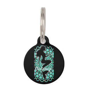Mermaid Silhouette in Bubbles Thunder_Cove Pet Tag