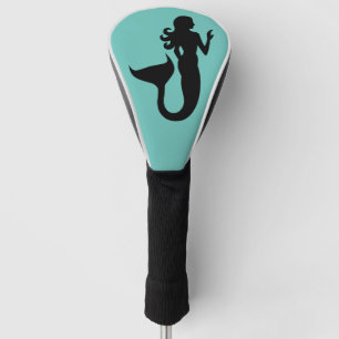 Mermaid silhouette on aqua sailor boat ship ocean  golf head cover