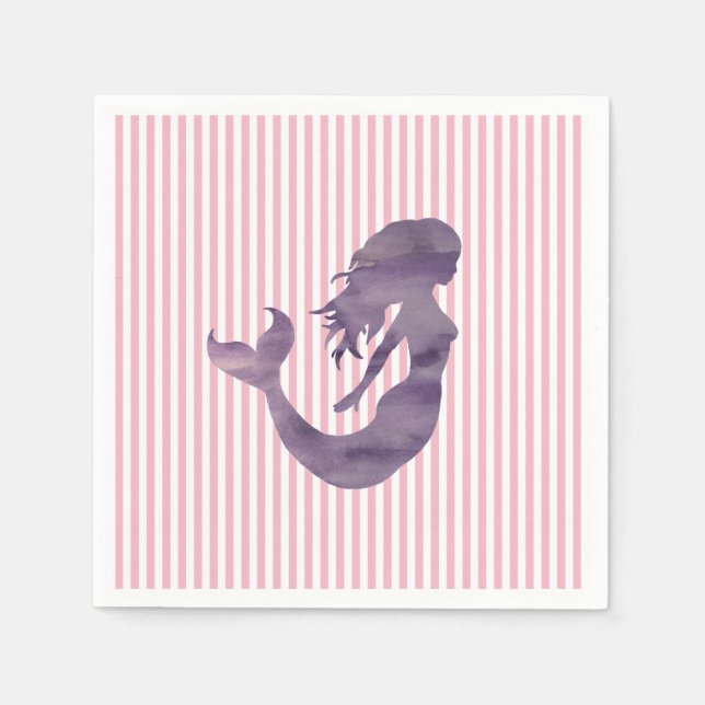 Mermaid Silhouette Purple Painting Napkin (Front)
