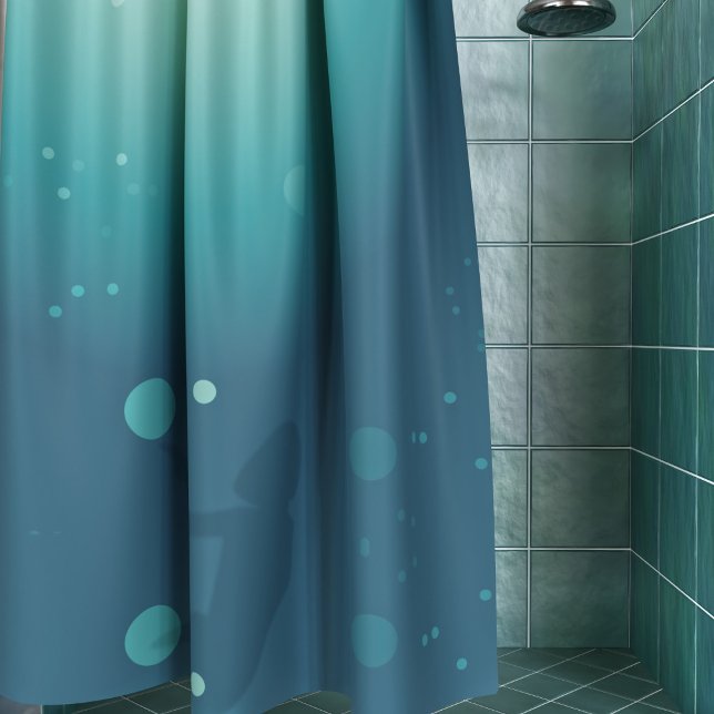 Mermaid Silhouette Swims Underwater Teal Green Shower Curtain (A teal green/blue shower curtain perfect for mermaids. Check out the collection!)