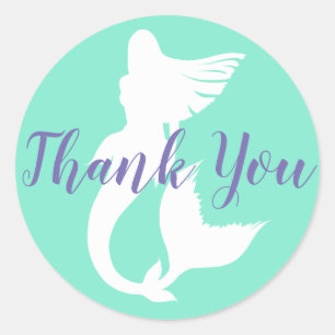 Mermaid Silhouette Thank You Classic Round Sticker